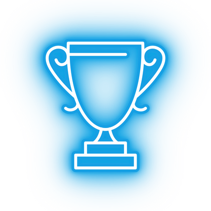 Neon blue trophy icon